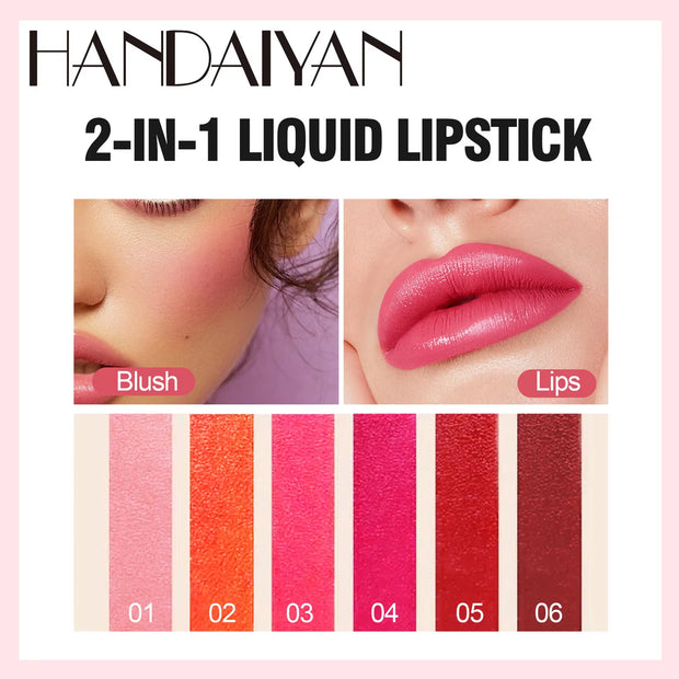 Fruit Juice Lip Tint Non-Stick Cup Liquid Lipstick and Blush 2 In1 Waterproof Long Lasting Water Lip Stain Lips&Cheek Makeup 1Pc