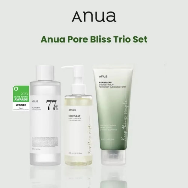 Anua Skincare Products Set Korean Original Facial Deep Cleansing:77% Soothing Toner& Heartleaf Pore Control Cleansing Oil