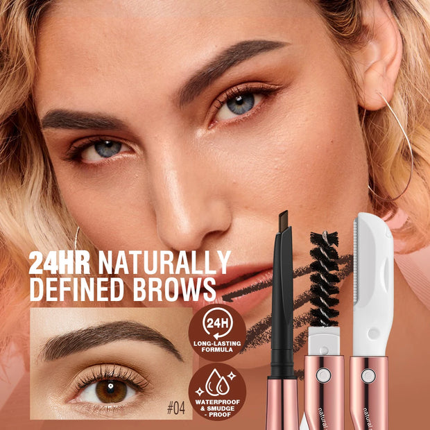 3 in 1 Eyebrow Pencil with Eyebrow Trimmer Long Lasting Precise Brow Definer Natural Color Waterproof Eye Brow Pen