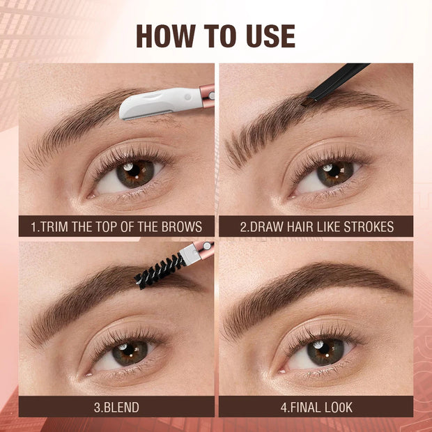 3 in 1 Eyebrow Pencil with Eyebrow Trimmer Long Lasting Precise Brow Definer Natural Color Waterproof Eye Brow Pen