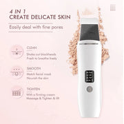 EMS Ultrasonic Skin Scrubber Vibration Facial Spatula Peeling Shovel Ion Acne Blackhead Remover Clean Cavitation Face Massager