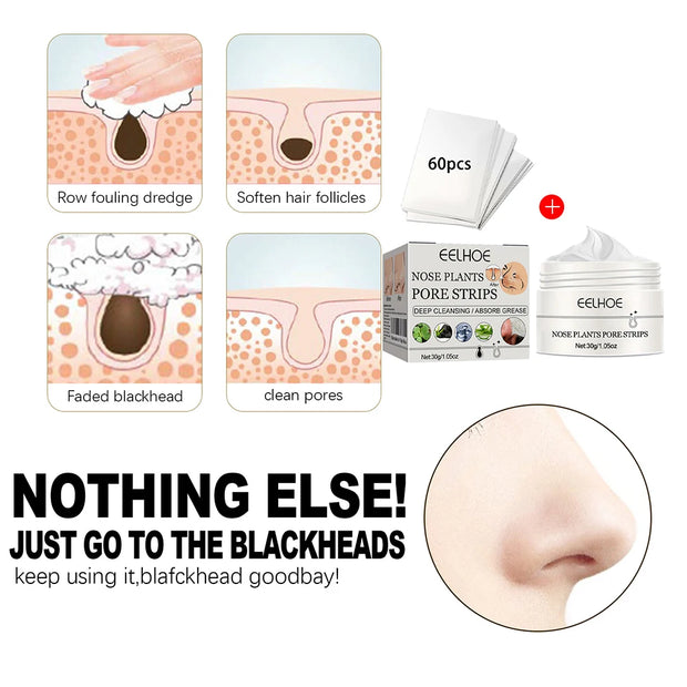 5 Sets 60Pcs Paper Blackhead Remover Nose Mask Pore Strip Black Mask Peeling anti Acne Treatment Nasal Patch Deep Cleansing