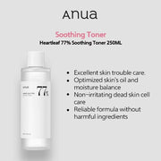 Anua Skincare Products Set Korean Original Facial Deep Cleansing:77% Soothing Toner& Heartleaf Pore Control Cleansing Oil