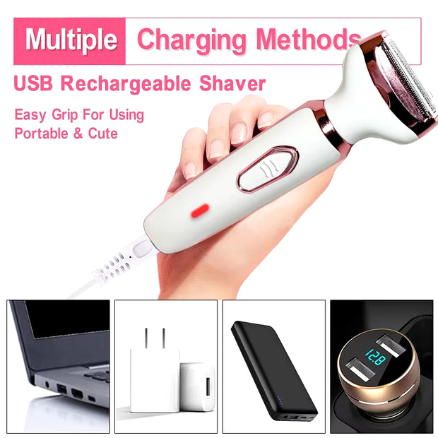 4 in 1 Electric Razor for Women Shaver Lady Shaver Body Hair Trimmer for Armpit Bikini Arm Leg Face Mustache Portable Painless