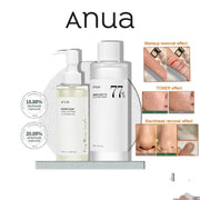 Anua Skincare Products Set Korean Original Facial Deep Cleansing:77% Soothing Toner& Heartleaf Pore Control Cleansing Oil