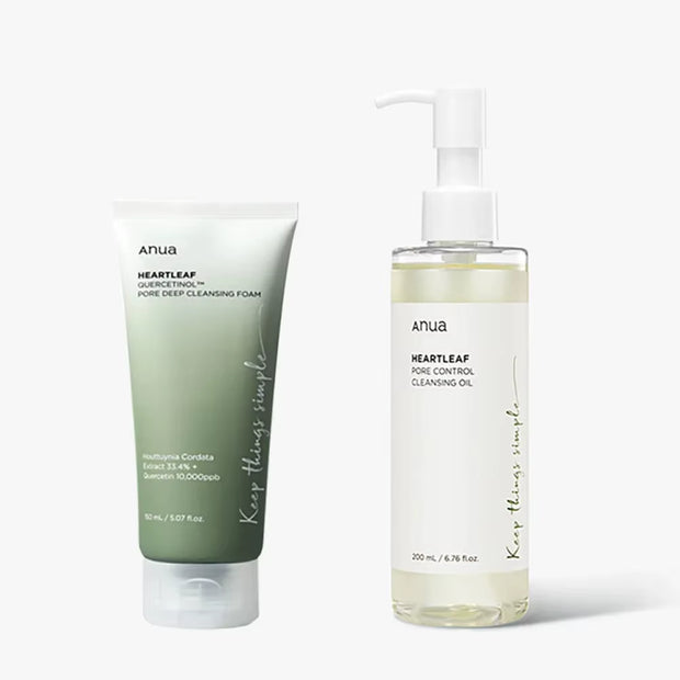 Anua Skincare Products Set Korean Original Facial Deep Cleansing:77% Soothing Toner& Heartleaf Pore Control Cleansing Oil