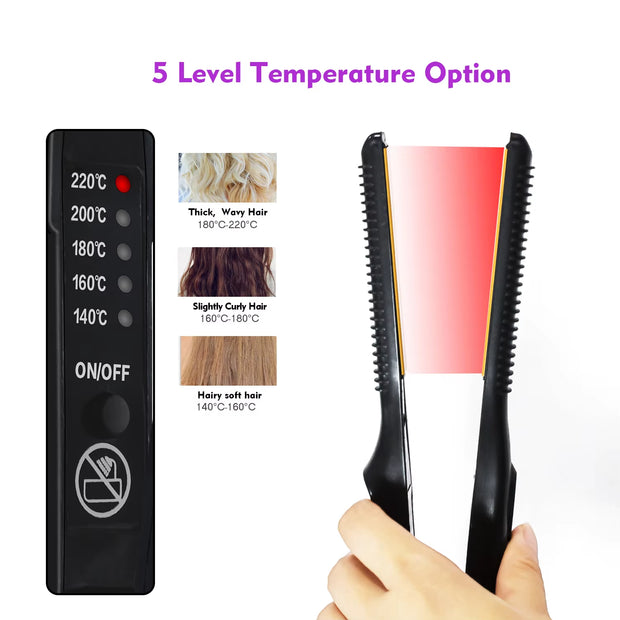 2 in 1 Mini Hair Straightener&Curler Small Flat Iron for Short Hair Women and Men Beard Straightener Pencil Hair Straightener